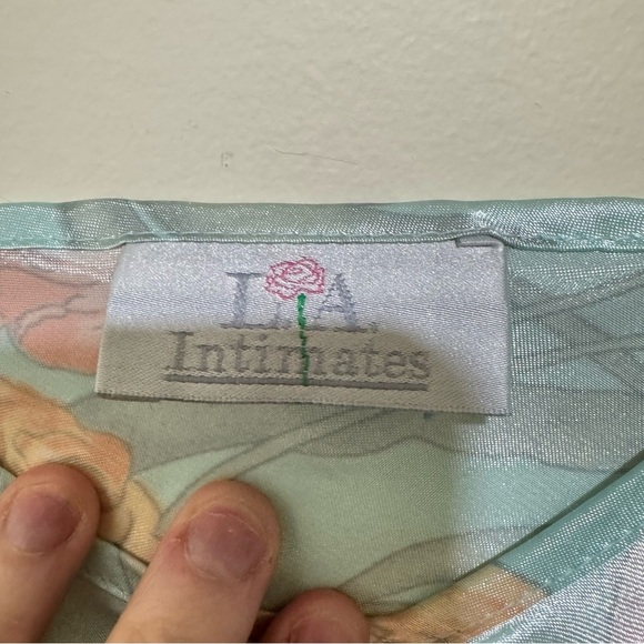 Women’s Vintage Silk Satin Floral Print Tulip Slip Tank Top Pjs Top No Size Tag - Picture 8 of 16